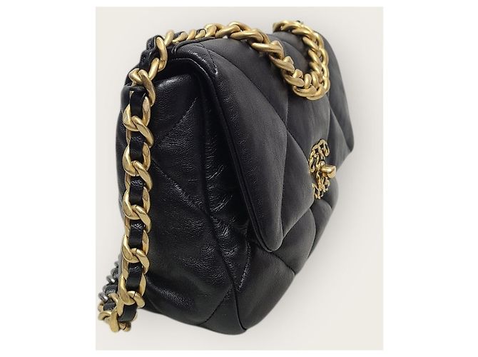 Chanel Borsa con patta in agnello nero Medium Interno Chip - vista 4