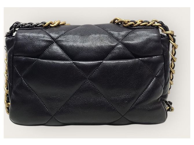 Chanel Borsa con patta in agnello nero Medium Interno Chip - vista 6