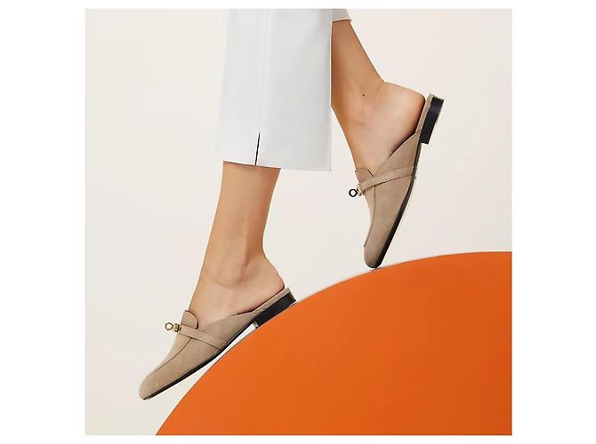 Hermès Mule Oz Kelly Beige Marrone - vista 3