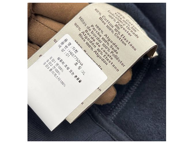Hermès Felpa con cappuccio e zip Ex Libris Silk Patch Navy Blu - vista 7