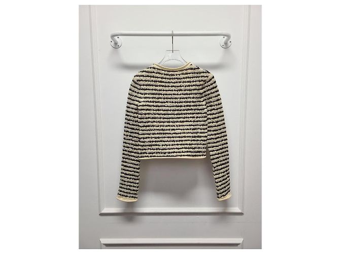 Louis Vuitton Langarmshirt aus gestreiftem, gekräuseltem Strick Weiß - Ansicht 5