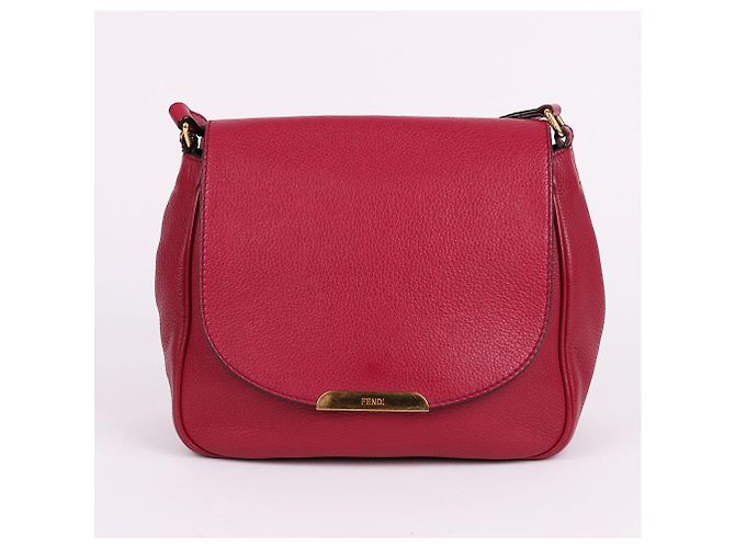 Fendi Borsa a tracolla quadrata con logo dorato bordeaux Rosso - vista 2