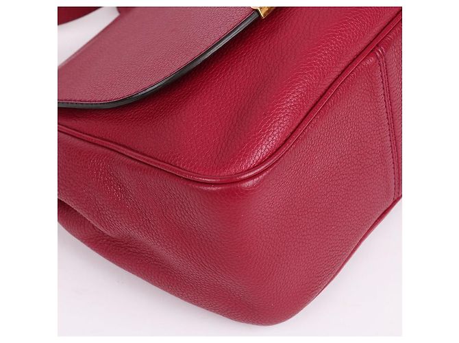 Fendi Borsa a tracolla quadrata con logo dorato bordeaux Rosso - vista 9