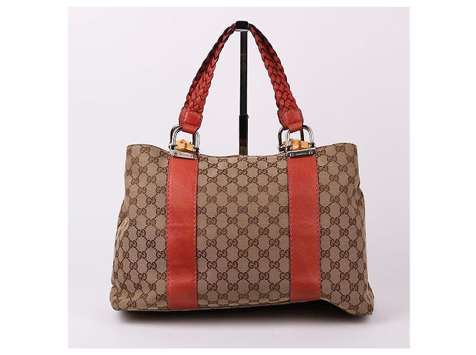 Bamboo Gucci Borsa Tote con manico in bambù media Arancione - vista 5