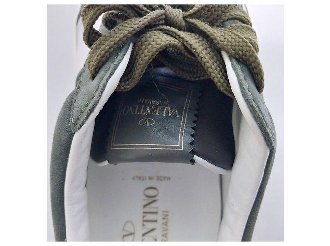 Valentino Baskets Flycrew Rockstud en daim Taille Argenté - vue 8