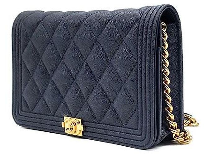 Boy Chanel Mini borsa a tracolla WOC in Caviar Blu - vista 2