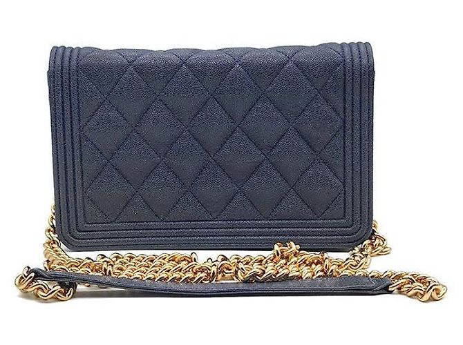 Boy Chanel Mini borsa a tracolla WOC in Caviar Blu - vista 3