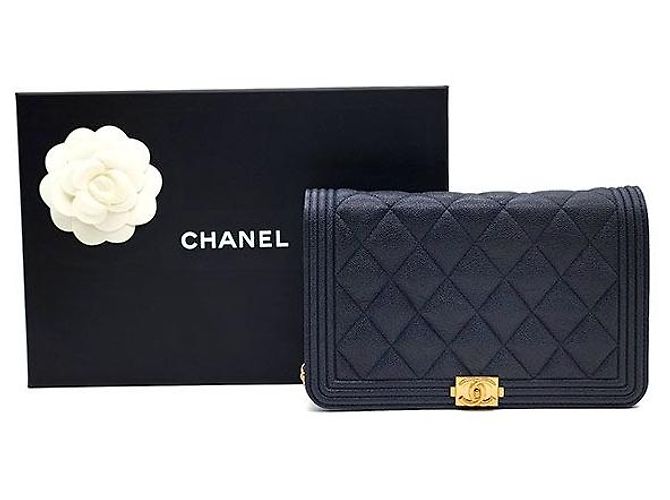 Boy Chanel Mini borsa a tracolla WOC in Caviar Blu - vista 9