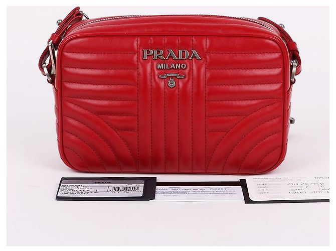 Prada Borsa a Spalla Diagram Red Silver Chain Rosso - vista 11