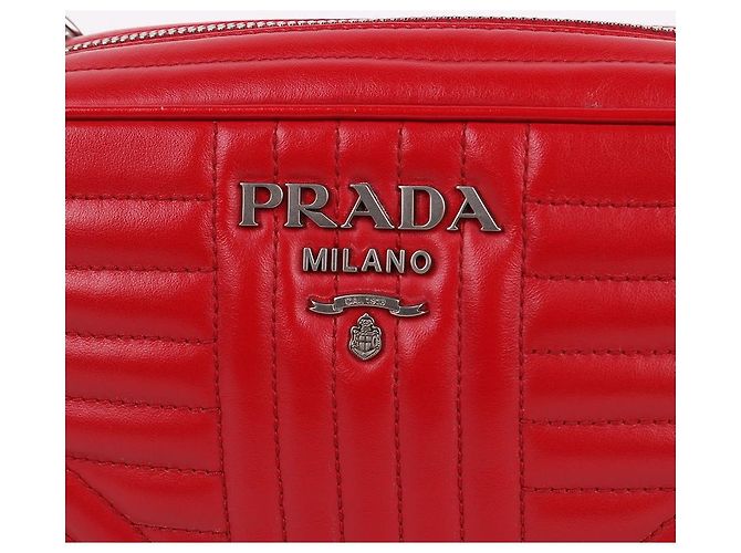 Prada Borsa a Spalla Diagram Red Silver Chain Rosso - vista 2