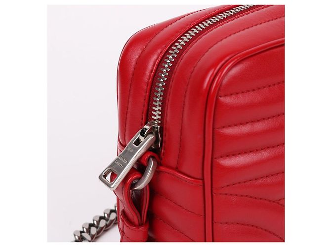 Prada Borsa a Spalla Diagram Red Silver Chain Rosso - vista 5