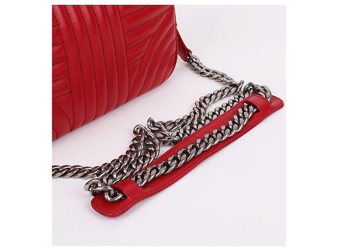 Prada Borsa a Spalla Diagram Red Silver Chain Rosso - vista 6