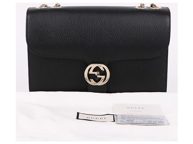 Gucci Interlocking Black Medium Chain Bag Schwarz - Ansicht 12
