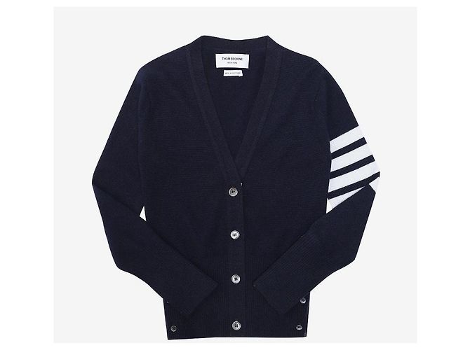 Thom Browne Gestreifter Cashmere-Cardigan Schwarz - Ansicht 3