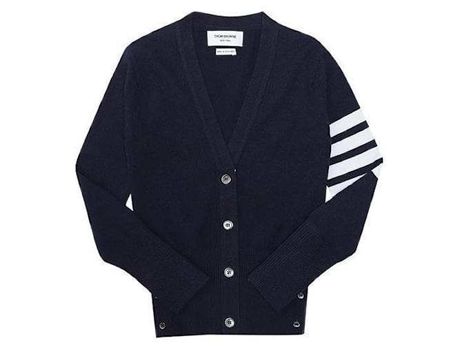 Thom Browne Gestreifter Cashmere-Cardigan Schwarz - Ansicht 4