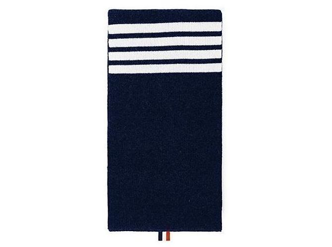 Thom Browne Sciarpa in cashmere a righe a coste Nero - vista 3
