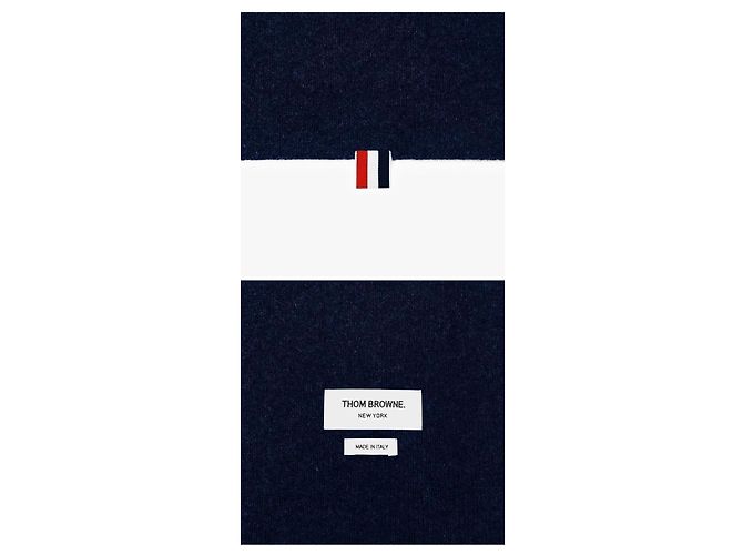 Thom Browne Sciarpa in cashmere a righe a coste Nero - vista 9