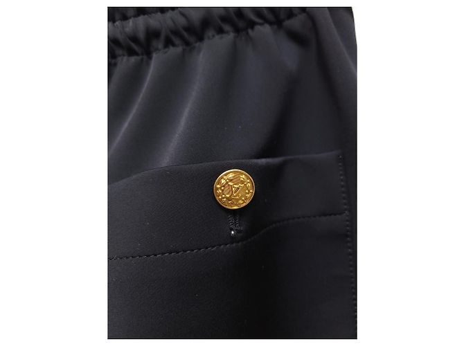 Louis Vuitton Pantaloni Jogger con Cerniera Laterale e Bottoni Oro Nero - vista 4
