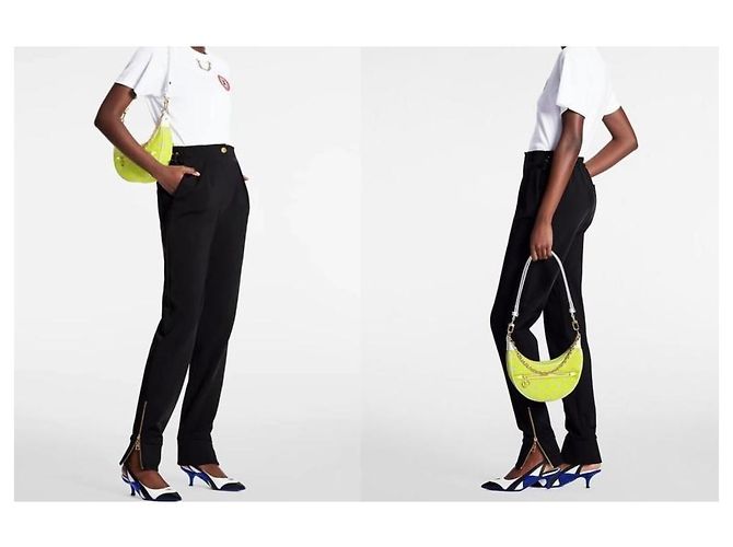 Louis Vuitton Pantaloni Jogger con Cerniera Laterale e Bottoni Oro Nero - vista 6