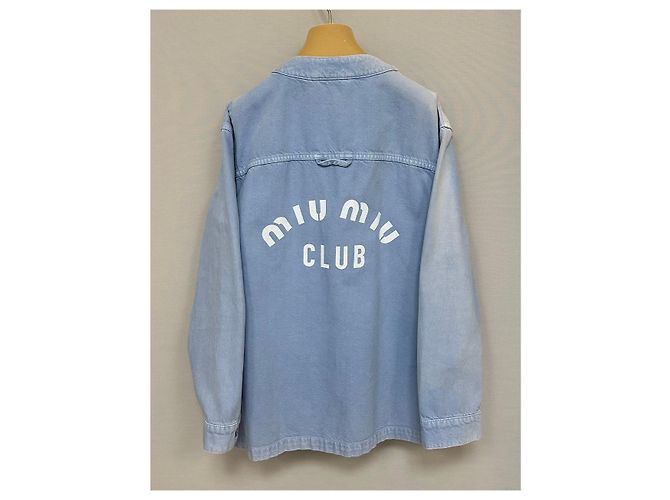 Miu Miu Chaqueta vaquera con logo de algodón Azul - vista 4