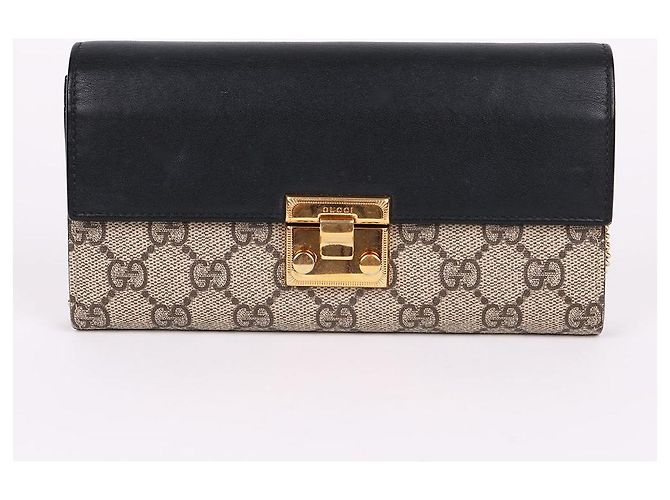 Padlock Gucci Catena per borsa portafoglio lunga con lucchetto GG dorato Nero - vista 2