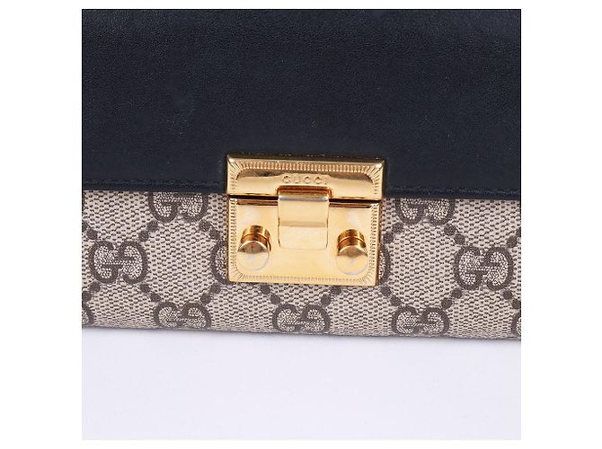 Padlock Gucci Catena per borsa portafoglio lunga con lucchetto GG dorato Nero - vista 3