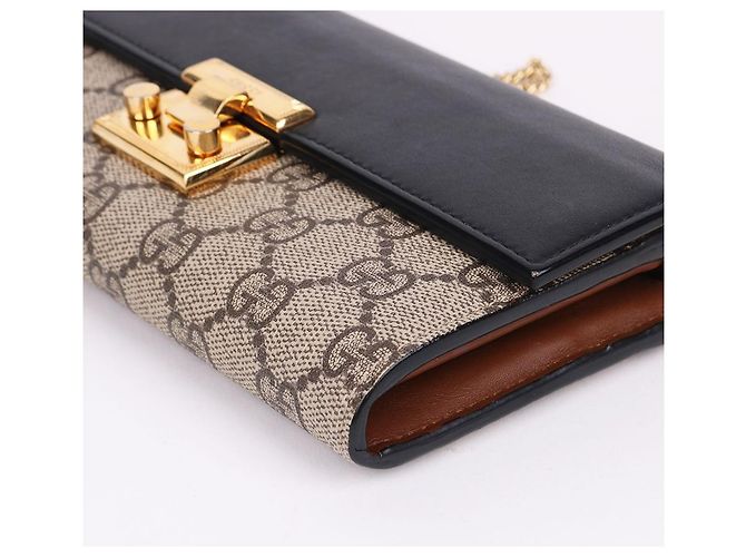 Padlock Gucci Catena per borsa portafoglio lunga con lucchetto GG dorato Nero - vista 8