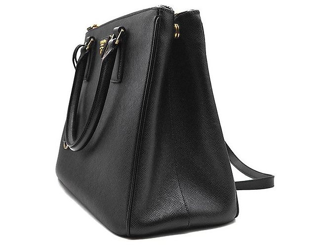 Prada Tote Grande e Borsa a Spalla Saffiano Lux Galleria Nero - vista 2