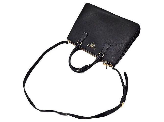 Prada Tote Grande e Borsa a Spalla Saffiano Lux Galleria Nero - vista 4
