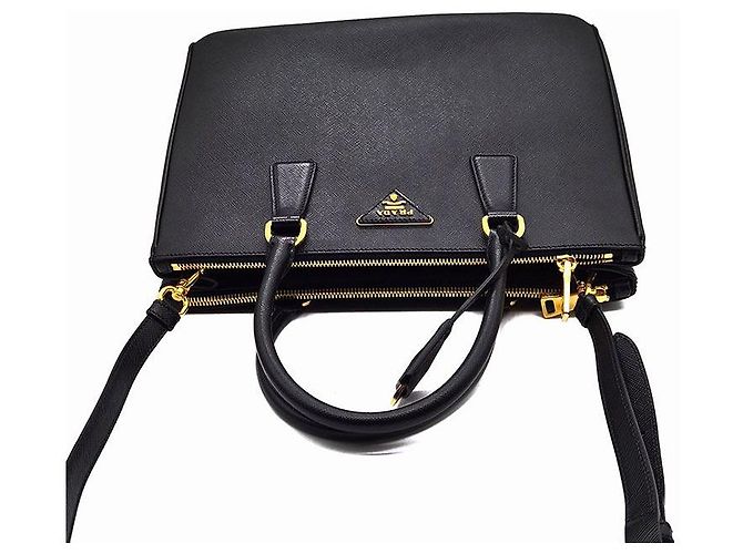 Prada Tote Grande e Borsa a Spalla Saffiano Lux Galleria Nero - vista 6