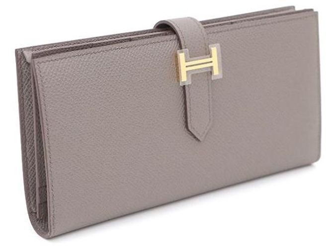 Hermès Cartera larga unisex Appson marrón con vetas chapada en oro Castaño - vista 2
