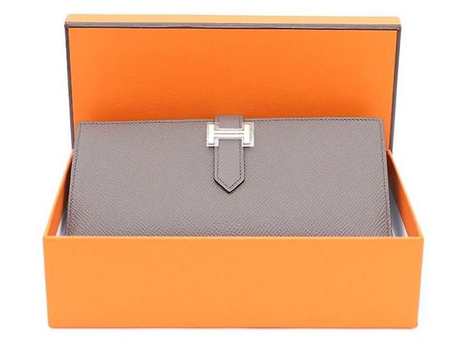 Hermès Cartera larga unisex Appson marrón con vetas chapada en oro Castaño - vista 8