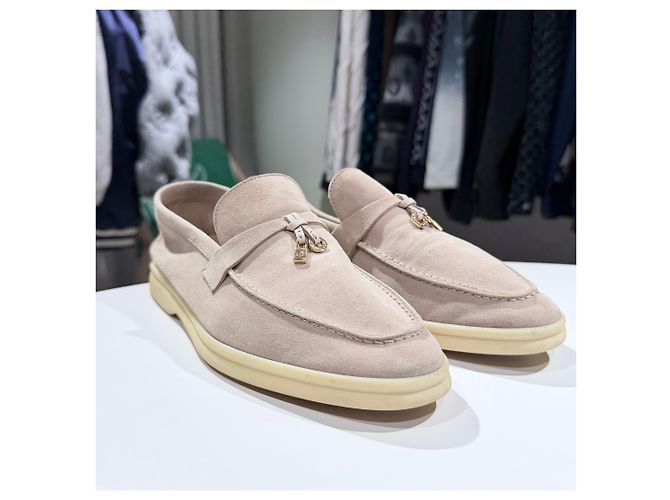 Loro Piana Mocassini in scamosciato beige Summer Charm Work Marrone - vista 3
