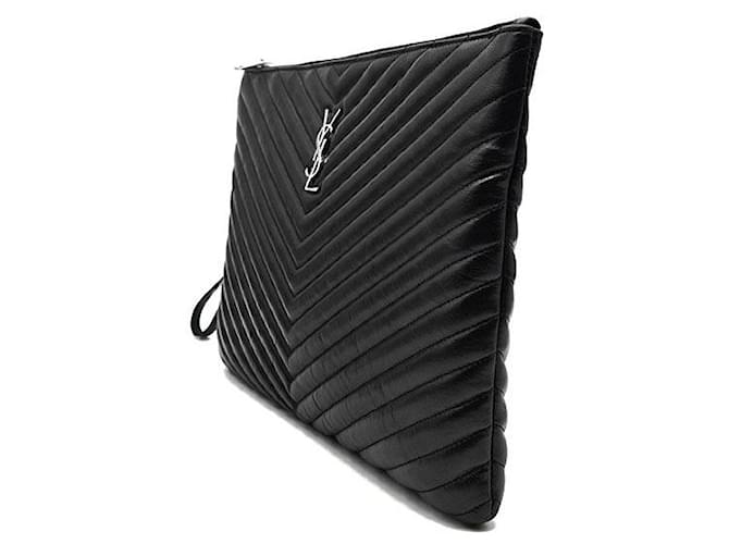 Saint Laurent Clutch Monogram Large Nero - vista 2