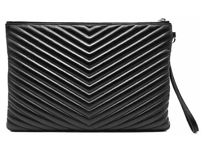 Saint Laurent Clutch Monogram Large Nero - vista 3