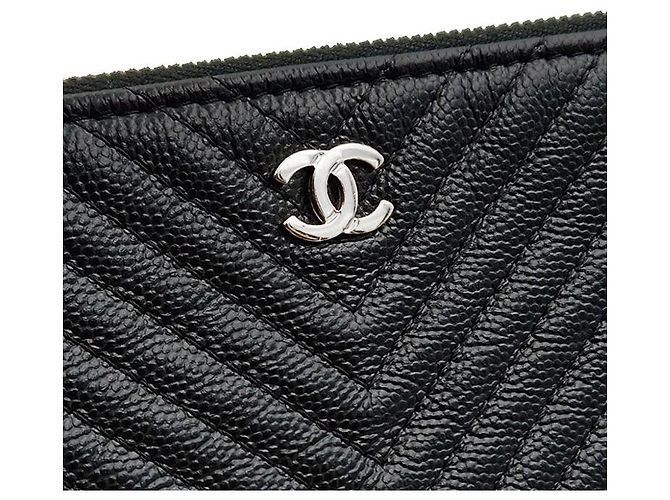 Chanel Clutch Chevron in Caviar Large Nero - vista 7