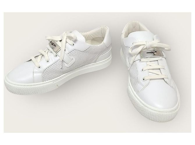 Hermès Sneakers White Silver Day Kelly Bianco - vista 3