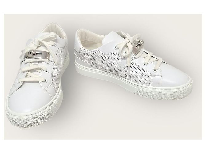 Hermès Sneakers White Silver Day Kelly Bianco - vista 4