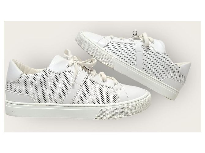 Hermès Sneakers White Silver Day Kelly Bianco - vista 5