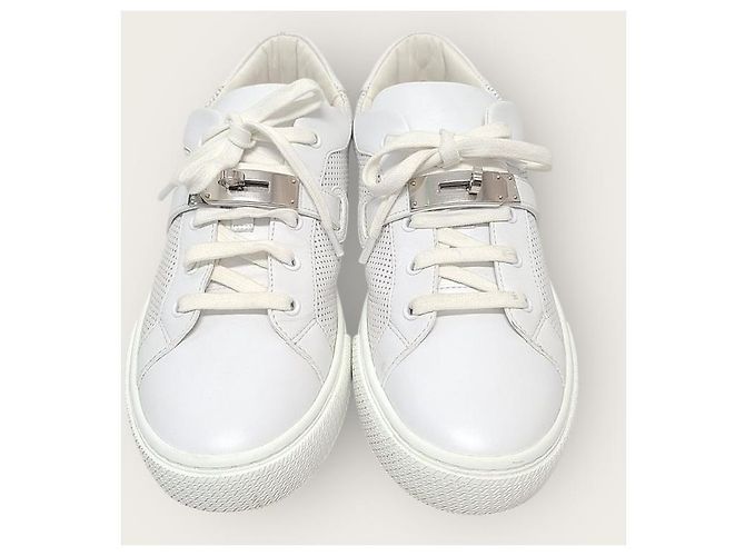 Hermès Sneakers White Silver Day Kelly Bianco - vista 6