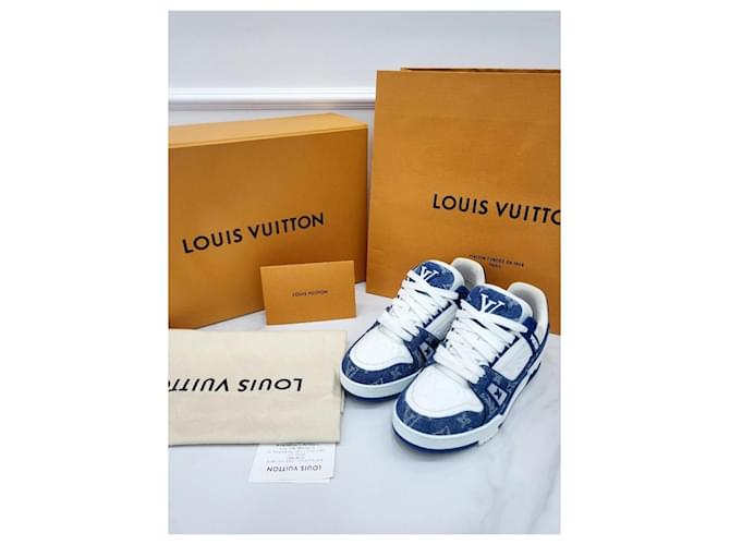 Louis Vuitton Trainer in denim blu monogram Argento - vista 6