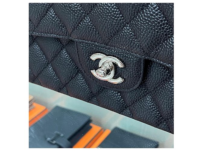 Chanel Borsa Classic Small Flap Bag Caviar Nero Argento - vista 10