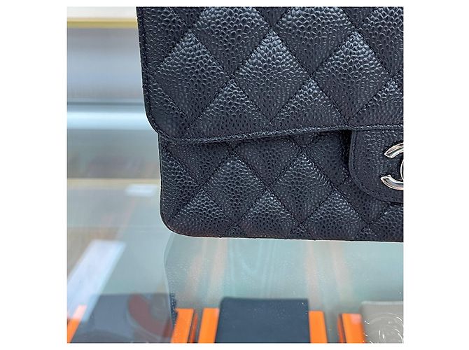 Chanel Borsa Classic Small Flap Bag Caviar Nero Argento - vista 5