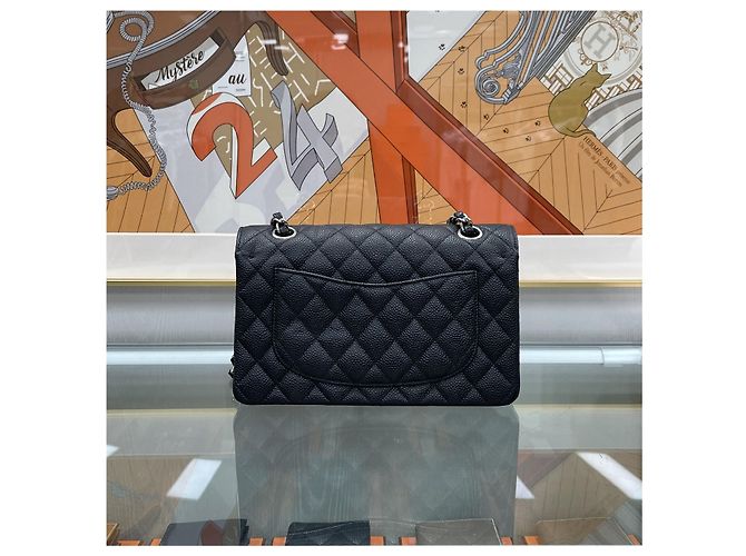 Chanel Borsa Classic Small Flap Bag Caviar Nero Argento - vista 7