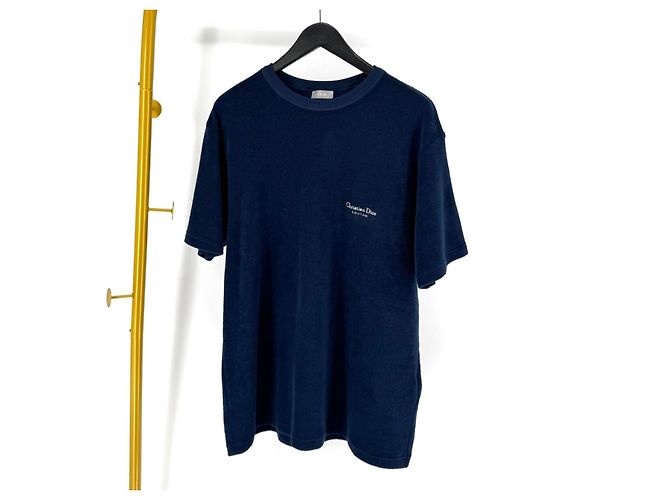 Dior Terry-Baumwoll-T-Shirt mit kurzen Ärmeln Navy Blau - Ansicht 2