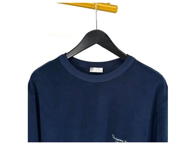 Dior Terry-Baumwoll-T-Shirt mit kurzen Ärmeln Navy Blau - Ansicht 5