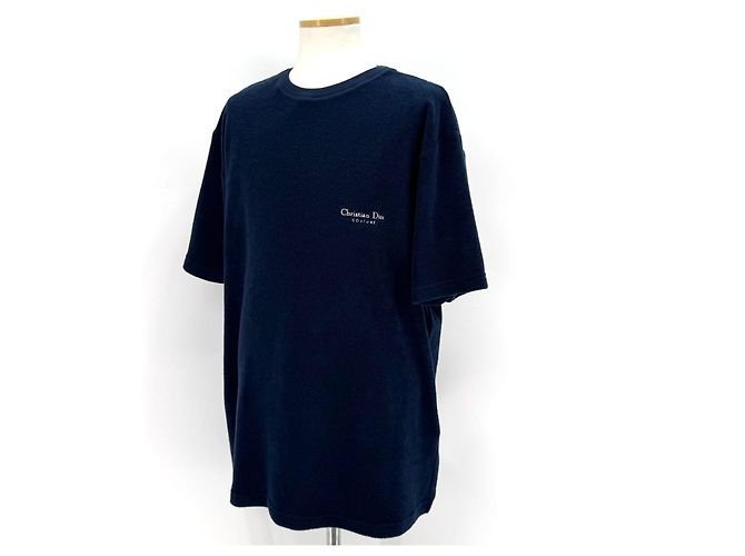 Dior Terry-Baumwoll-T-Shirt mit kurzen Ärmeln Navy Blau - Ansicht 7