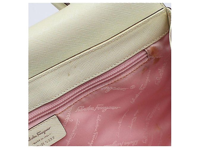 Salvatore Ferragamo Borsa Tote Saffiano Silver Gancini Bianco - vista 11