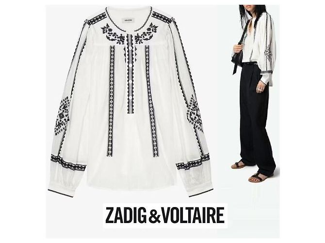 Zadig & Voltaire Blusa KOZAK de algodón bordado oversize Multicolor - vista 8