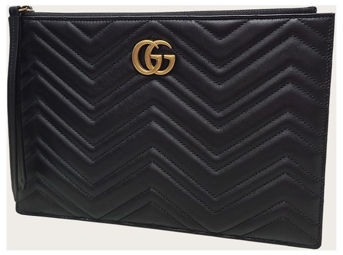 Gucci Clutch GG Marmont matelassé nera Nero - vista 2